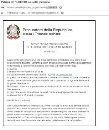 Caso di phishing: attenzione all’ordine di arresto via email
