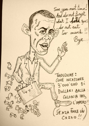 Obama a Milano, convention su cibo e cambiamenti climatici. Ma quanto ha guadagnato? [VIGNETTA]