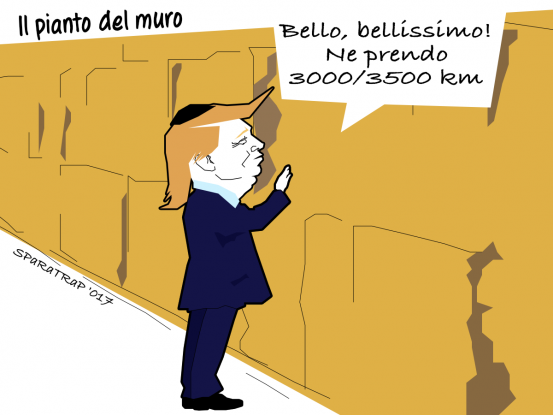 La reazione di Trump davanti al muro del Pianto [VIGNETTA]