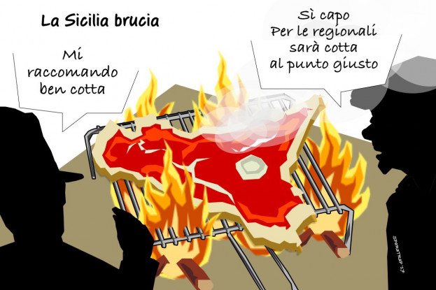 Sicilia alla brace. Chi sta soffiando sul fuoco? [VIGNETTA]