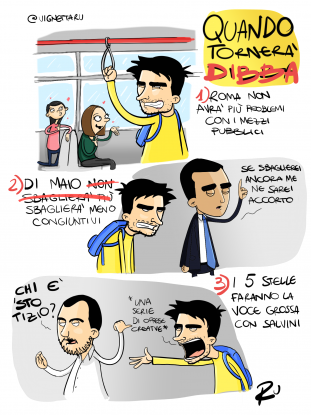 Quando Dibba tornerà: ecco le conseguenze per Di Maio e Salvini  [IL FUMETTO]