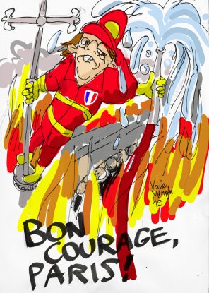 Notre-Dame in fiamme. Bon courage Paris